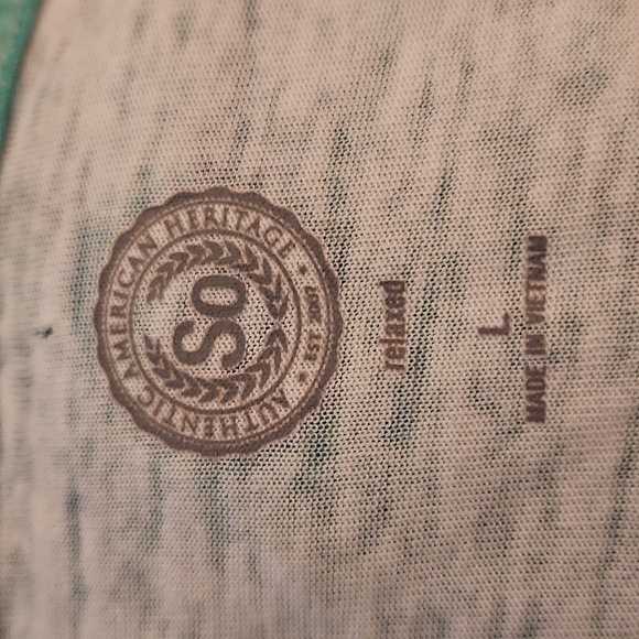 3/$30 SO Green and White Striped Sleeve Relaxed Baseball Tie Waist Burnout Shirt - Picture 6 of 8